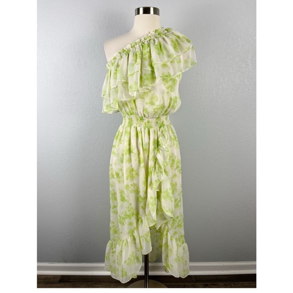 MISA LOS ANGELES Rumi One Shoulder Midi Dress in Honeydew Blossom - Picture 4 of 6